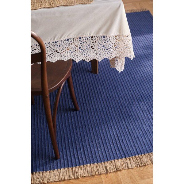 Niebieski dywan z mieszanki bawełny tkany ręcznie 160x230 cm Channa – Jotex-image-1