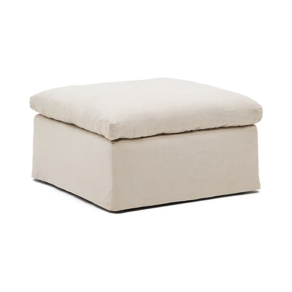 Beżowy lniany podnóżek Zenira – Kave Home-image-2