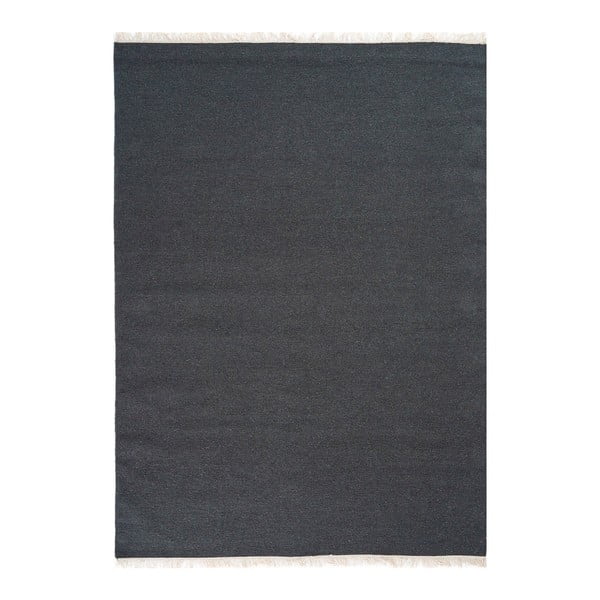 Ciemnoszary dywan wełniany ręcznie tkany Linie Design Sulo, 70x140 cm