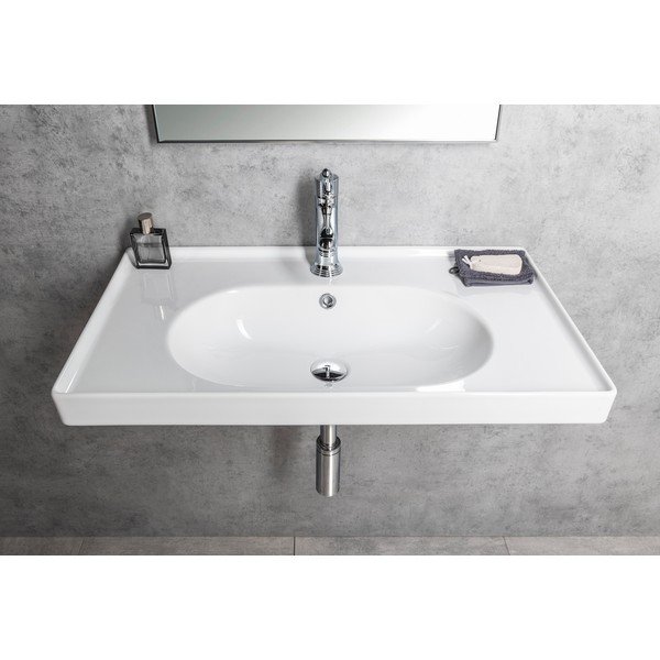 Biała ceramiczna umywalka 80x45 cm Brand – Sapho-image-4