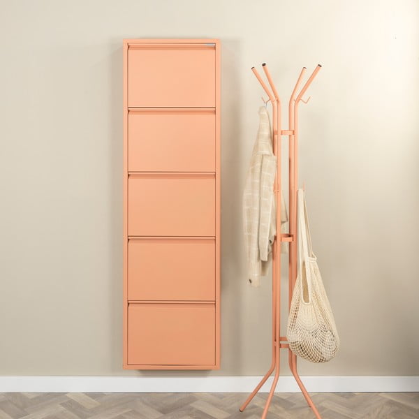 Łososiowa metalowa uchylna szafka na buty 50x169x15 cm Billy – Spinder Design-image-1