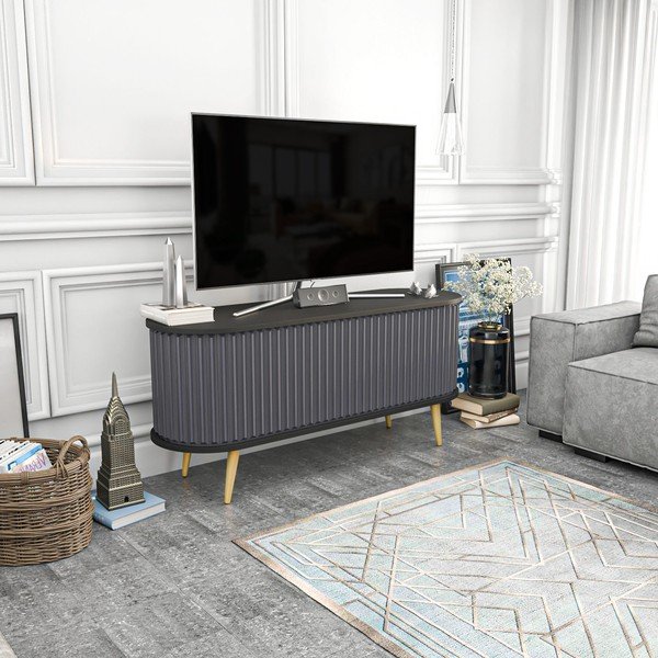 Czarno-antracytowa szafka pod TV 140x64 cm Stor – Kalune Design-image-1