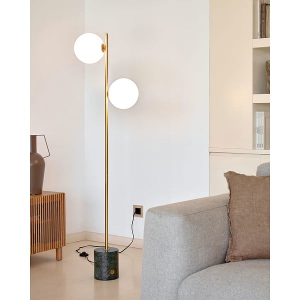 Lampa stojąca w zielono-złotym kolorze ze szklanym kloszem (wys. 161 cm) Lonela – Kave Home-image-1