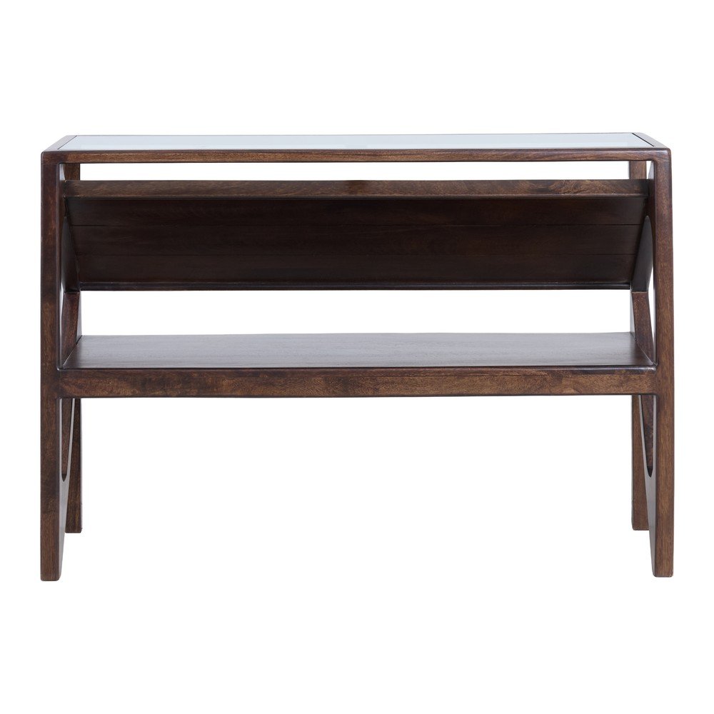 Konsola ze szklanym blatem w ciemnym naturalnym kolorze 41x119 cm Yuki – Light & Living (zdjęcie 8)