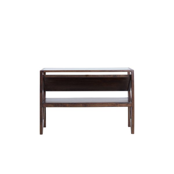 Konsola ze szklanym blatem w ciemnym naturalnym kolorze 41x119 cm Yuki – Light & Living-image-4