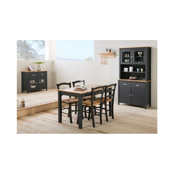 Antracytowoszara komoda z litego drewna sosnowego z 2 szufladami Marckeric Jade-image-4