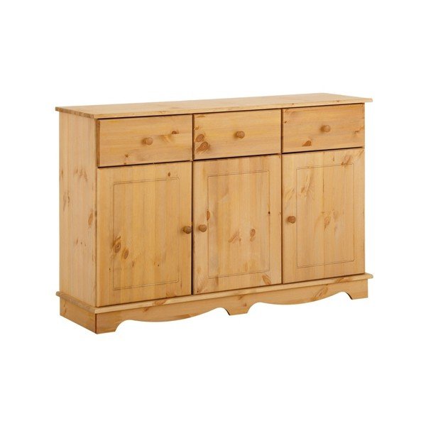 Brązowa 3-drzwiowa komoda z litego drewna sosnowego Støraa Cheryl-image-3