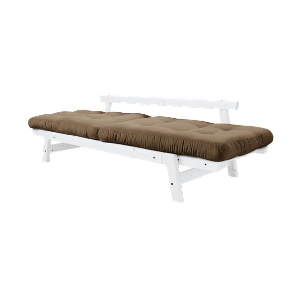 Sofa rozkładana z brązowym pokryciem Karup Design Step White/Mocca-image-4