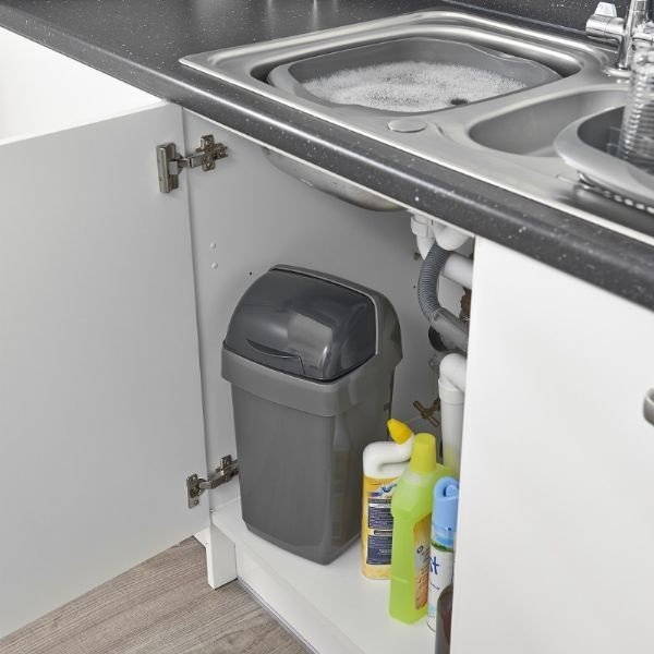 Szary kosz na śmieci Addis Roll Top, 22,5x23x42,5 cm-image-1