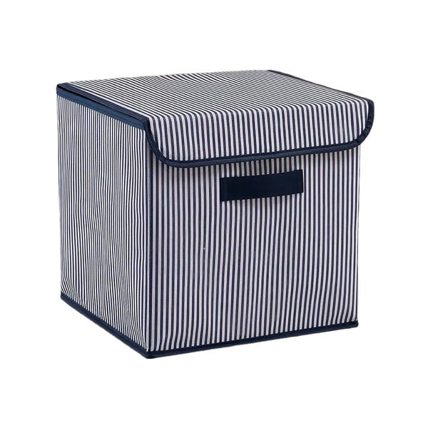 Niebieski tekstylny pojemnik z pokrywką 30x30x30 cm – Mioli Decor