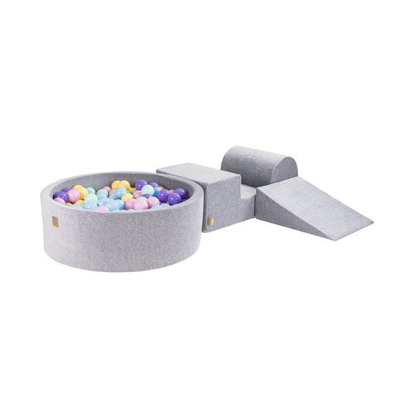 Szary aksamitny piankowy plac zabaw 4 szt. wysokość 30 cm 225x90 cm Montessori – Meowbaby