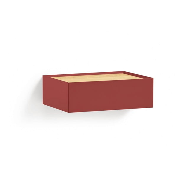 Czerwona wisząca szafka nocna z blatem w dekorze dębu Arista – Teulat