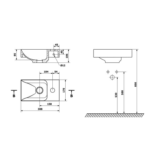 Ciemnobrązowa betonowa umywalka 31x17 cm Piccolino – Sapho-image-4