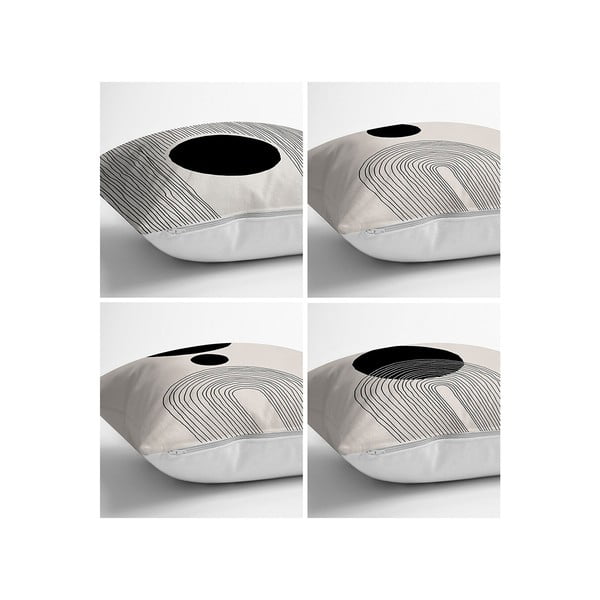 Czarno-beżowe poszewki na poduszki zestaw 4 szt. 43x43 cm – Minimalist Cushion Covers-image-1