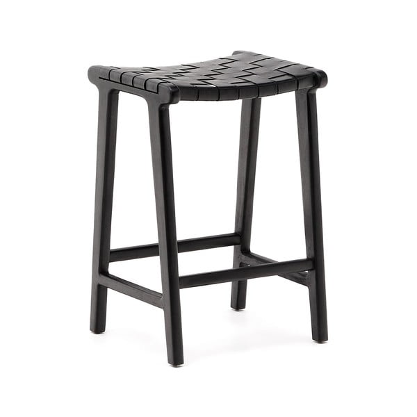 Czarny hoker z litego drewna mahoniowego Calixta – Kave Home-image-2