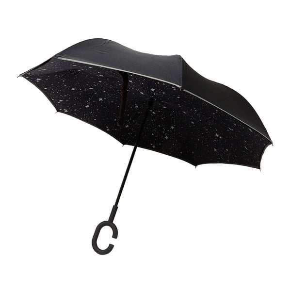 Czarny parasol z białymi detalami Star Gaze, ⌀ 110 cm