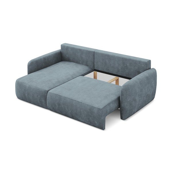 Szaroniebieski narożnik rozkładany z tkaniny szenilowej ze schowkiem (lewostronny/z szezlongiem) Lilo – Makamii-image-3