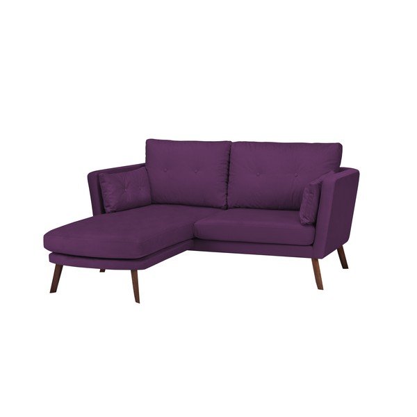 Ciemnofioletowa sofa 3-osobowa Mazzini Sofas Elena, z szezlongiem po lewej stronie-image-3