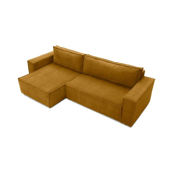 Musztardowożółty sztruksowy rozkładany narożnik wielofunkcyjny Bonami Selection Bowie-image-4