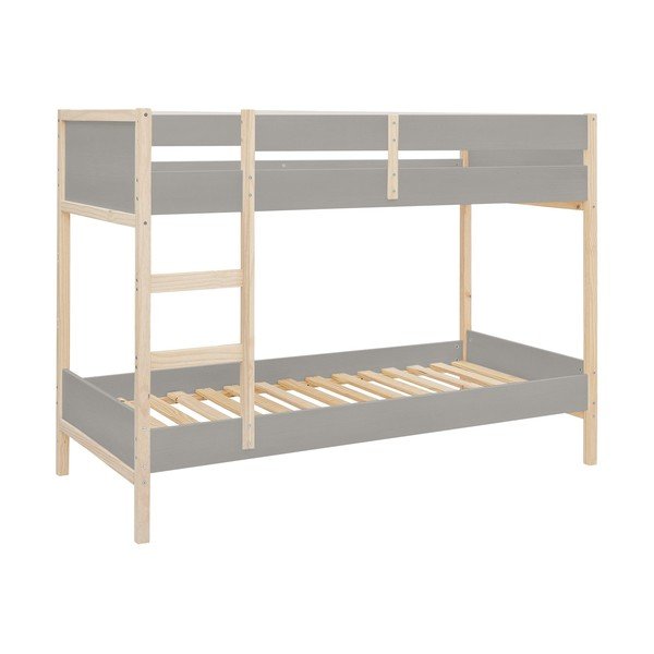 Szaro-naturalne piętrowe łóżko dziecięce z litego drewna sosnowego 90x200 cm Square – Støraa