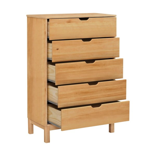 Wysoka komoda z litego drewna sosnowego w naturalnym kolorze 113x39 cm Post – Støraa-image-1