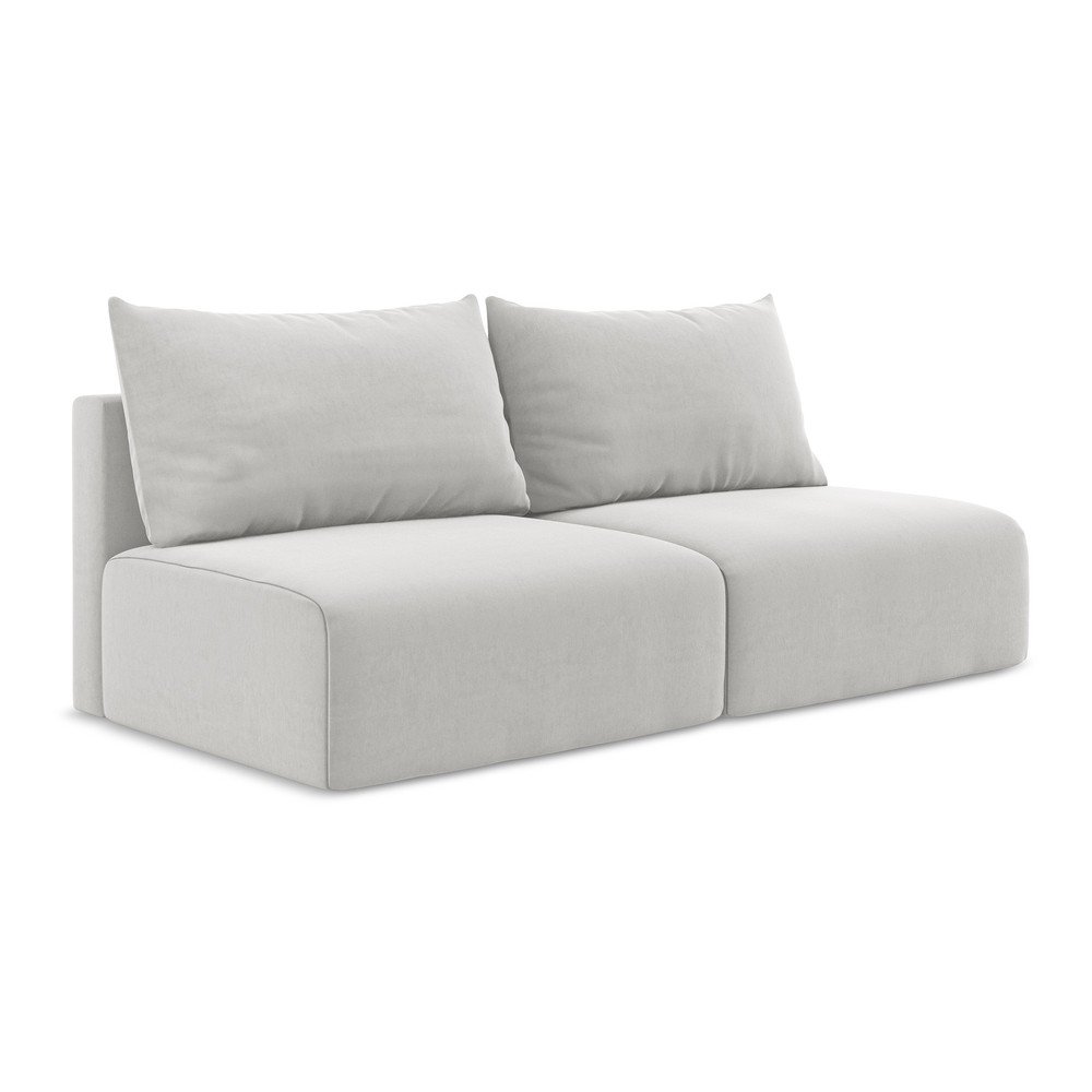 Jasnoszara aksamitna rozkładana sofa ze schowkiem 216 cm Kalena – Makamii (zdjęcie 3)