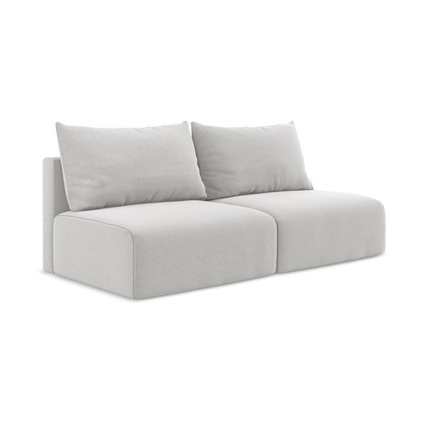 Jasnoszara aksamitna rozkładana/ze schowkiem sofa 216 cm Kalena – Makamii-image-2
