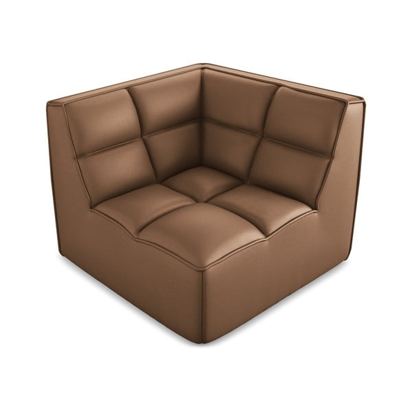 Brązowy moduł sofy z imitacji skóry Kalai – Makamii-image-1