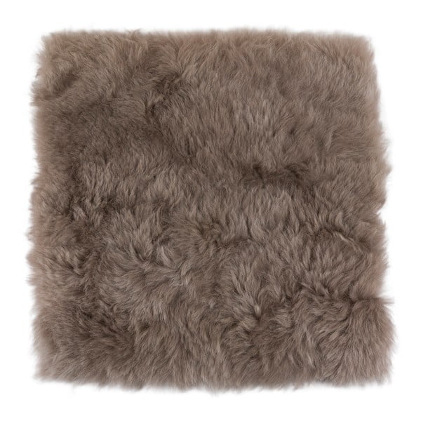 Brązowo-szara poduszka futrzana do siedzenia z krótkim włosiem, 37x37 cm