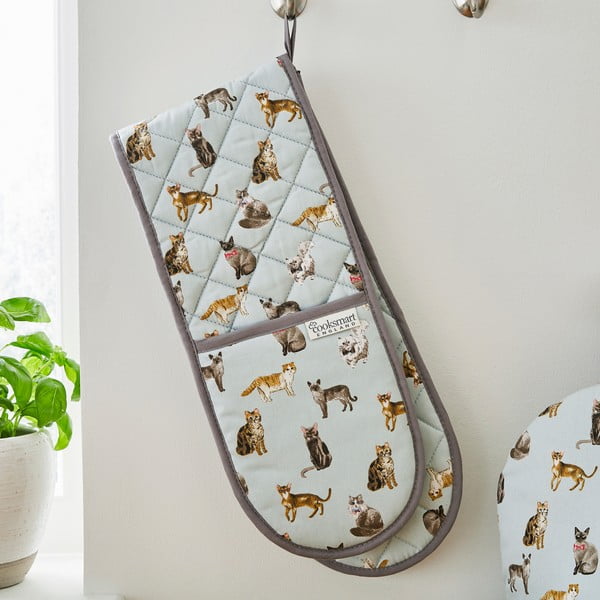 Niebieska bawełniana podwójna łapka Cooksmart ® Curious Cats-image-1