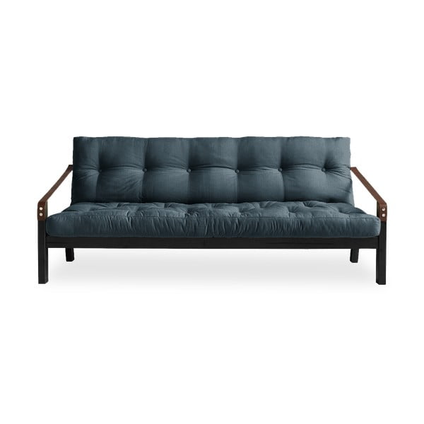 Sofa rozkładana z niebieskim obiciem Karup Design Poetry Black/Petrol Blue