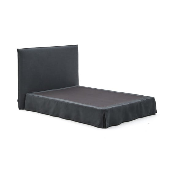 Antracytowe tapicerowane łóżko dwuosobowe 160x200 cm Jaira – Kave Home