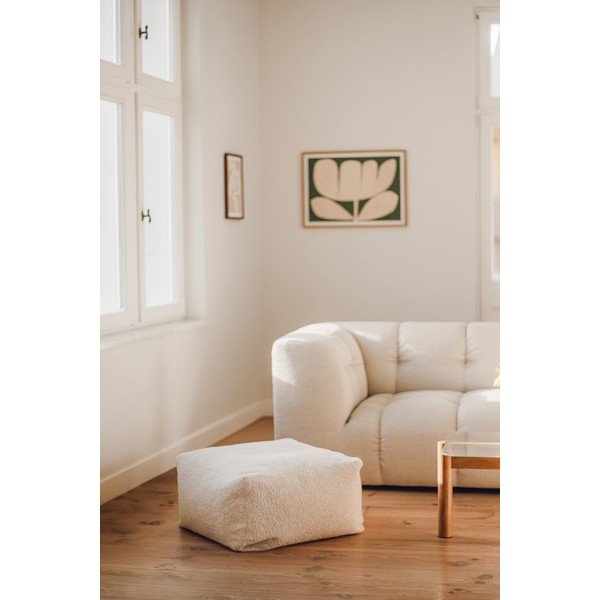 Beżowy puf z materiału bouclé Keno – noo.ma-image-1