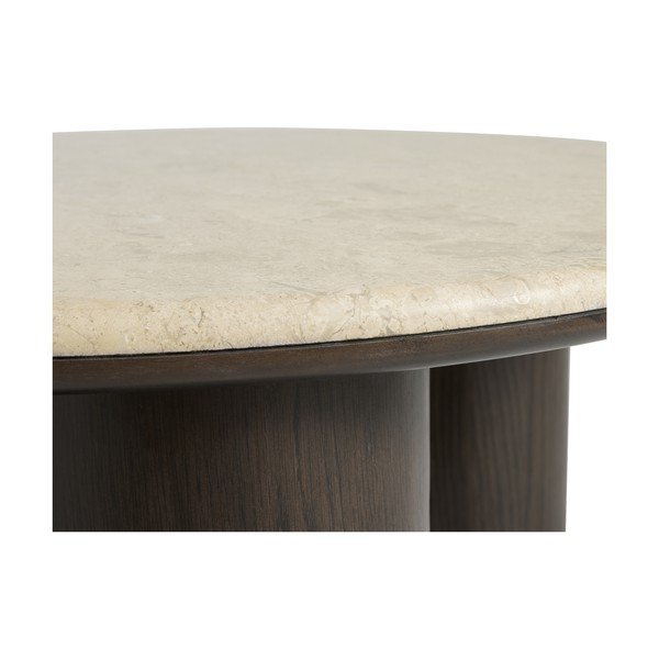 Okrągły stolik z marmurowym blatem w ciemnym naturalnym kolorze ø 90 cm Piazze – Unique Furniture-image-2