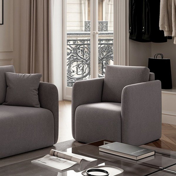 Szary aksamitny fotel Chaum – Rodier-image-3