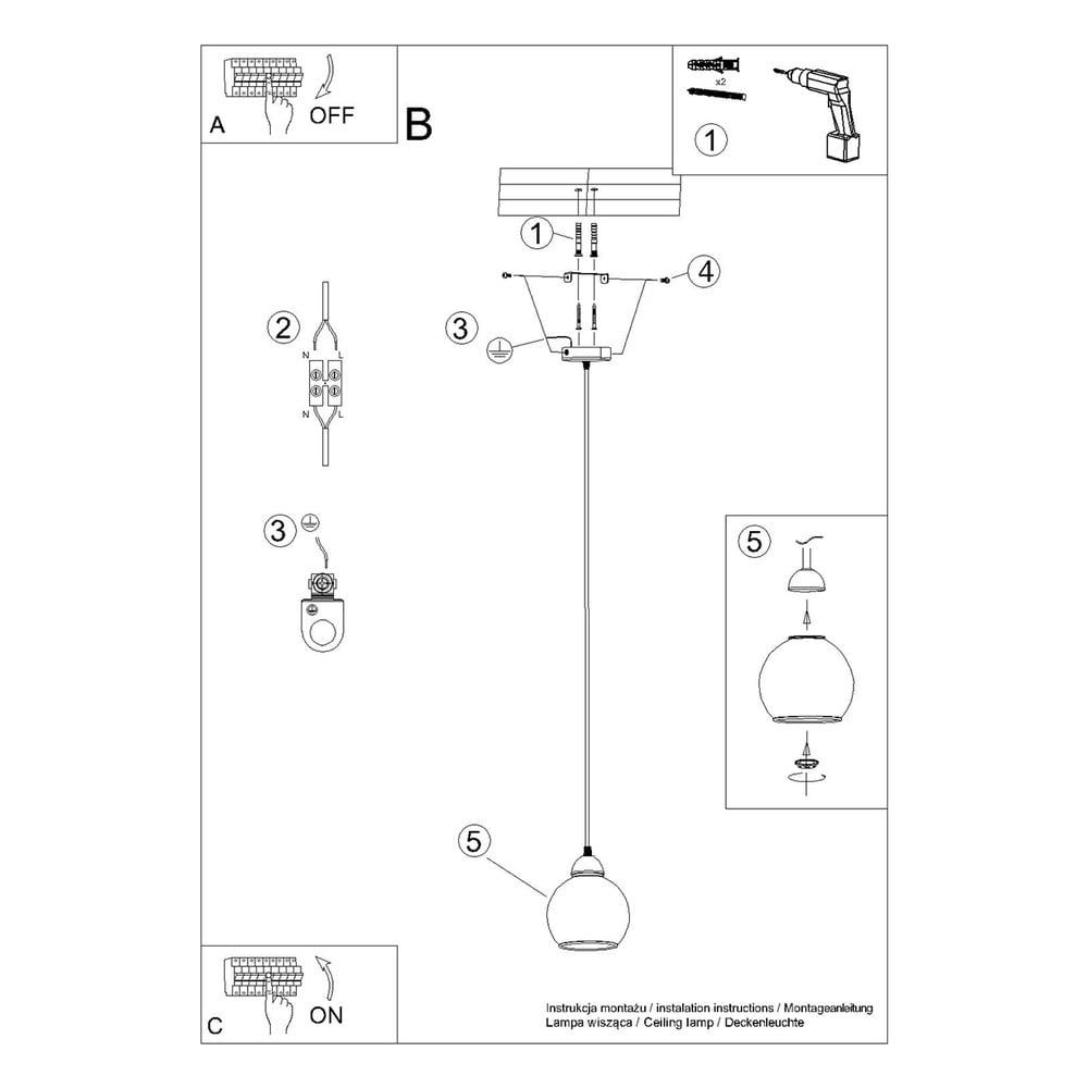 Czarna lampa wisząca ø 15 cm Grande – Sollux (zdjęcie 6)