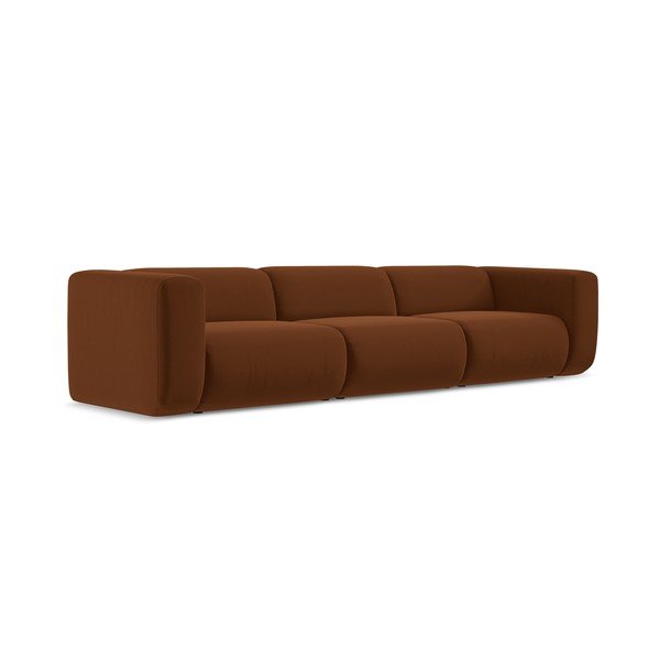 Pomarańczowa/brązowa aksamitna sofa 319 cm Ekahi – Makamii-image-2