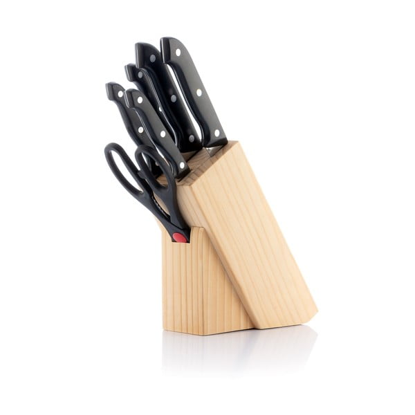 Zestaw 5 noży ze stali nierdzewnej i nożyczek z blokiem InnovaGoods Classic