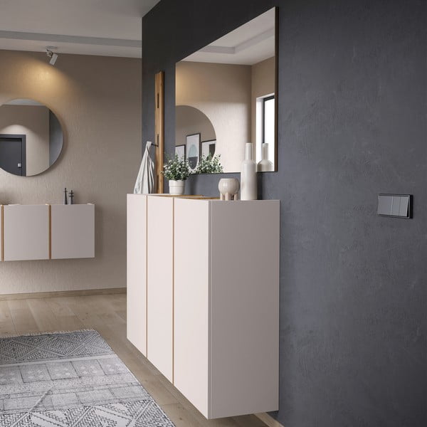 Kremowo-naturalny zestaw do przedpokoju 168x200x37 cm Libbiano – Germania-image-1