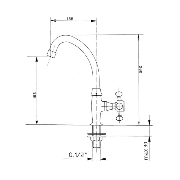 Zawór umywalkowy stojący w kolorze srebra z połyskiem Antea – Sapho-image-1
