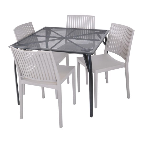 Beżowe plastikowe krzesło ogrodowe Bars – Rojaplast-image-1