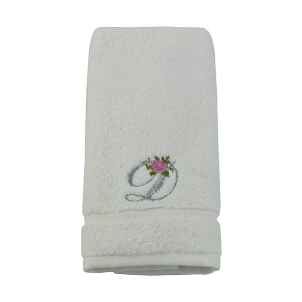 Ręcznik z inicjałem i różyczką D, 30x50 cm