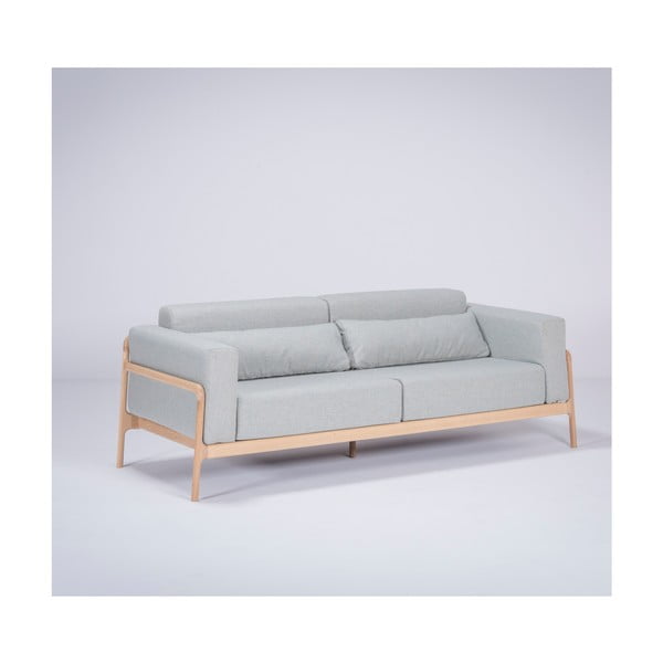 Niebieskoszara sofa z konstrukcją z litego drewna dębowego Gazzda Fawn, 210 cm-image-4