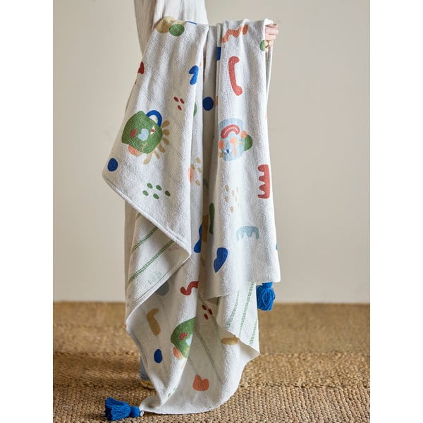 Kremowy koc dziecięcy z bawełny z recyklingu 130x160 cm Sylvie – Bloomingville Mini-image-1