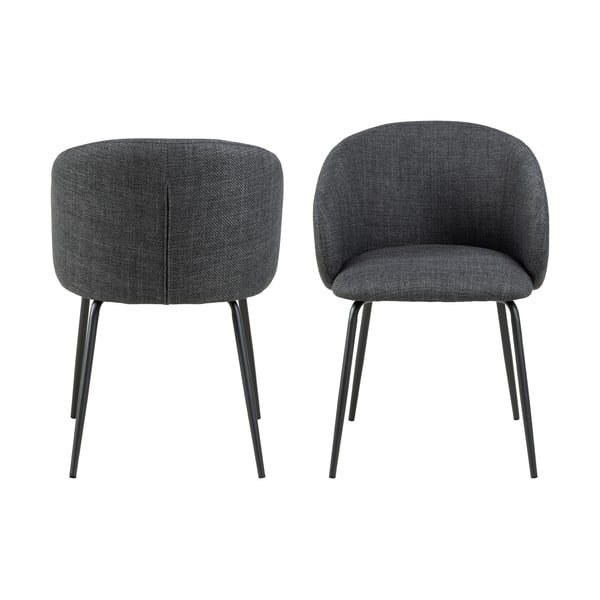 Ciemnoszare tapicerowane fotele jadalniane zestaw z podłokietnikami 2 szt. Eleanor – Actona-image-2
