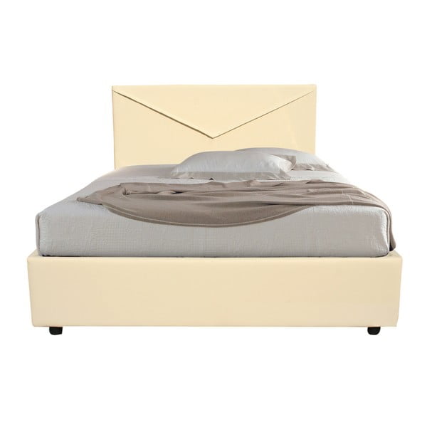 Beżowe łóżko jednoosobowe ze schowkiem 13Casa Mina, 120x190 cm