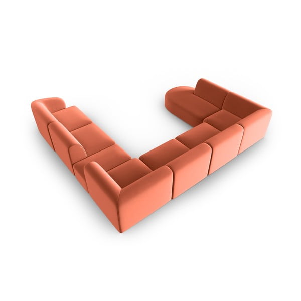 Różowy aksamitny narożnik (prawostronny/w kształcie litery U) Paolo – Milo Casa-image-3