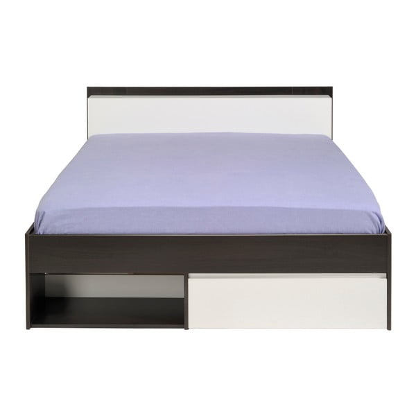 Brązowe łóżko 2-osobowe z 3 szufladami Parisot Aubrée, 160x200 cm