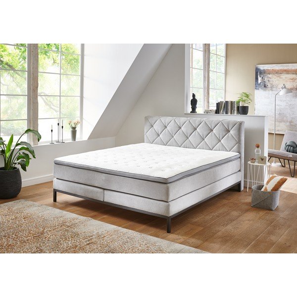 Jasnoszare łóżko boxspring 180x200 cm Rockaway – Rojaplast-image-3