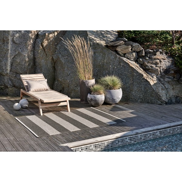 Antracytowo-kremowy chodnik odpowiedni na zewnątrz 70x150 cm Bob Charcoal Linen – Pappelina-image-3